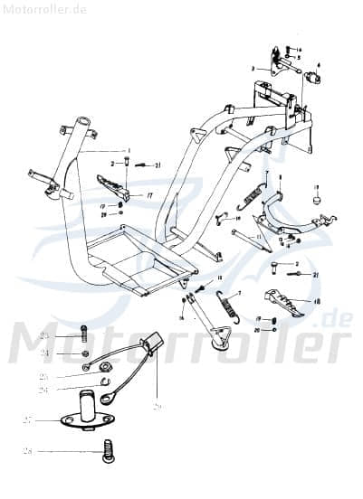 Sundiro XDZ 50 TA Rahmen Gestell 50ccm 2Takt 1003010000 Motorroller.de Metallrahmen Fahrgestell Rahmenteil Grundgerüst Fahrzeugrahmen Fahrzeuggestell