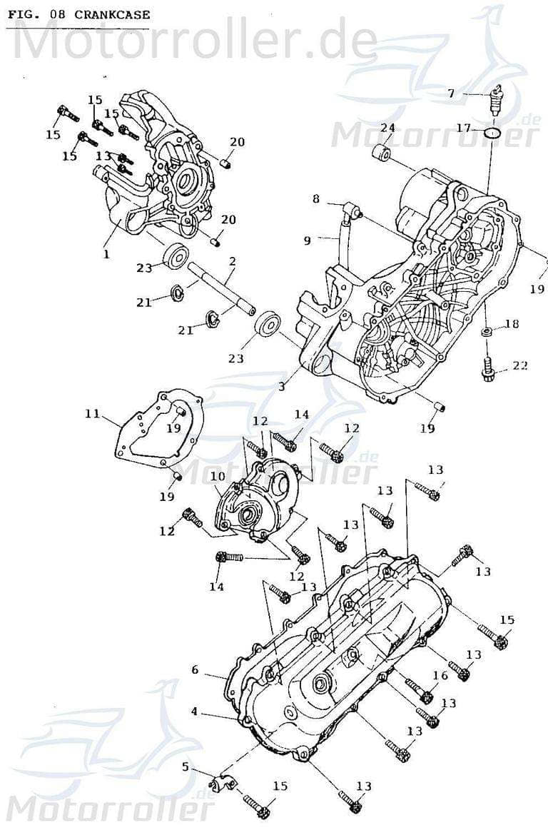 Öleinfüllschraube 13x1.5mm Jonway Scooter 90A-01251-00-00 Motorroller.de Ölverschluss Getriebeölstopfen Getriebeöldeckel 1E40QMB Florett 50 RS DD