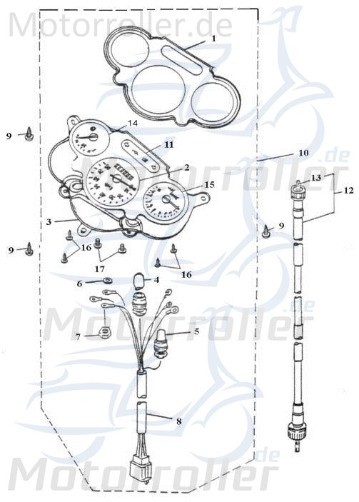 Adly Tachogehäuse unten Super Sonic 50 Roller 50ccm 2Takt Motorroller.de Tachokasten 50ccm-2Takt Scooter Air Tec 1 50 LC Ersatzteil Service Inpektion
