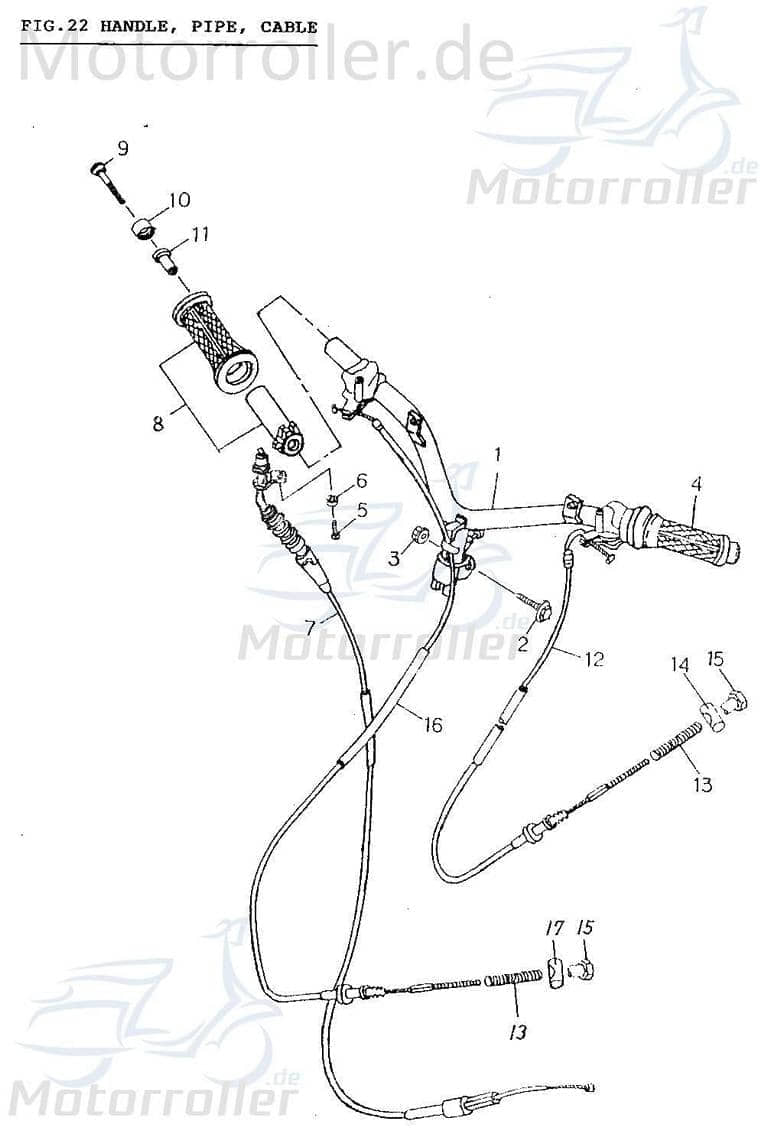 Adly AT 50 PT Lenker Lenkung Lenkstange Lenkwelle 53100-111-000 Motorroller.de Lenk-Stange Zweiradlenker Rollerlenker Ersatzteil Service Inpektion