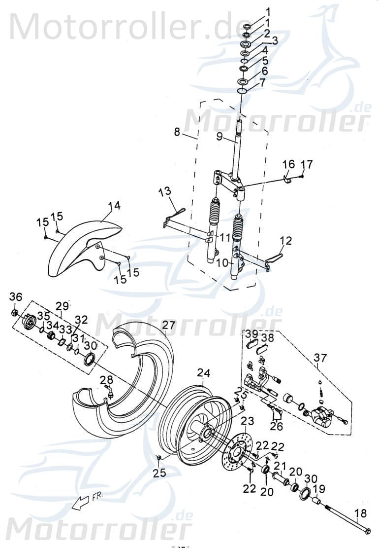 Vorderradgabel d=33mm Standrohr silber P24430007202