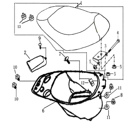 Gummipuffer Sitzbank Staufach Sitzbank, Motorrad 702694