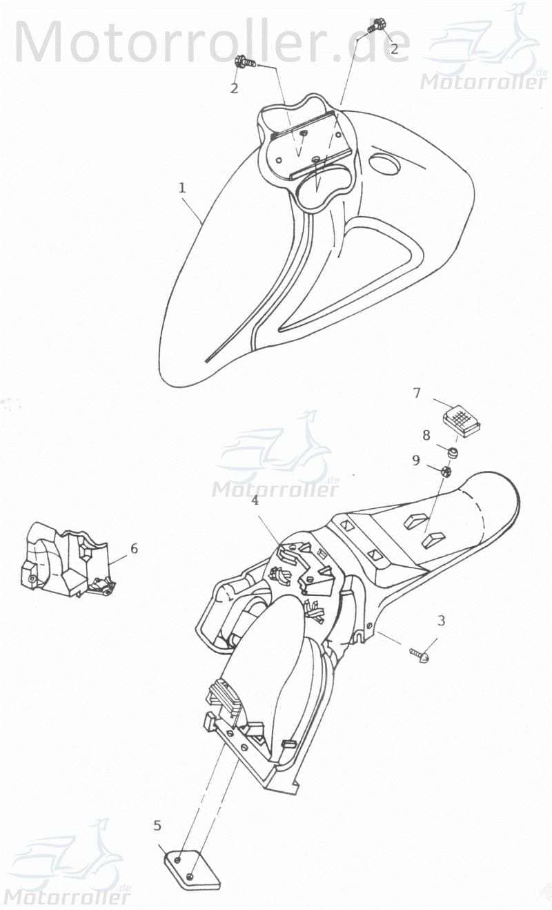 Adly Spritzschutz Scoody 50 2 Schutzblech Roller 50ccm 2Takt Motorroller.de Schmutzfänger Schutz-Blech Radabdeckung Radlauf Spritzlappen Rad-Abdeckung