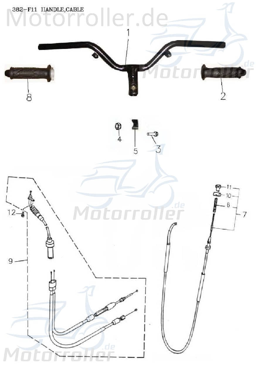 Adly Bremszug hinten Blizzard GTA 50 Bowdenzug 50ccm 2Takt Motorroller.de Bremsleitung Seilzug Bautenzug Bremsseil Bremskabel Brems-Zug Bauten-Zug
