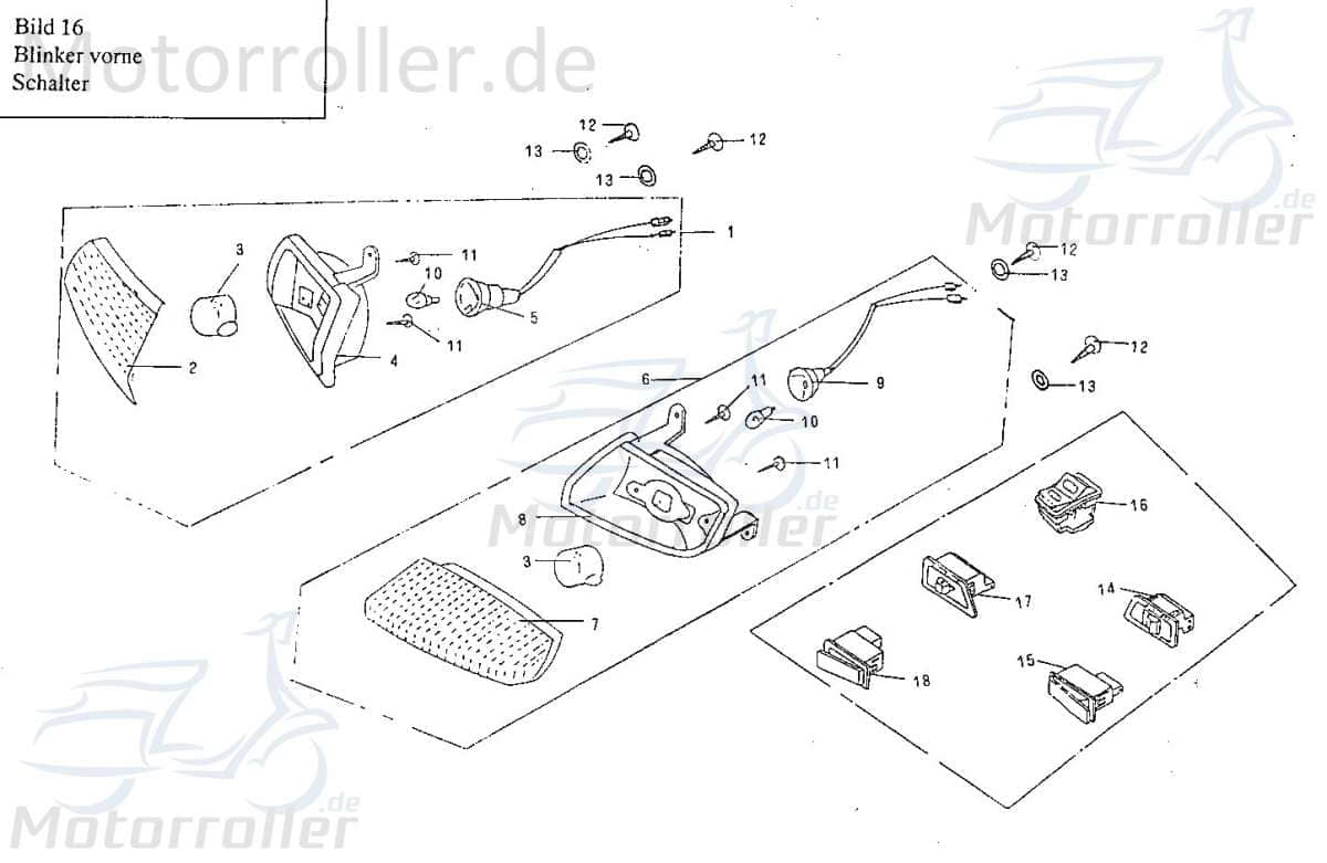 Schalter Hupe 3er Stecker mit 2 Pins FIG. 0416 NO. 18