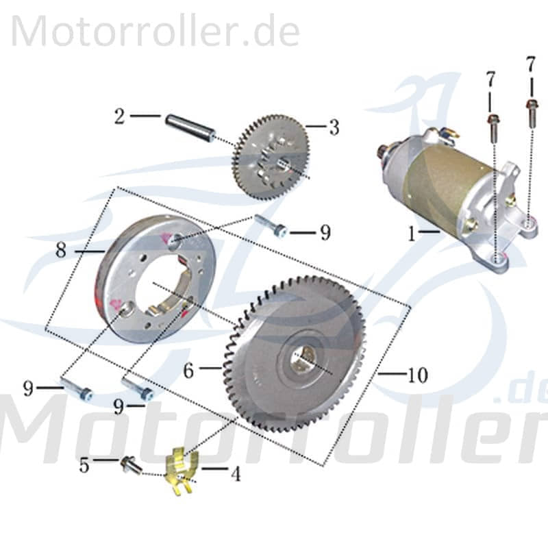 Kreidler Martinique 125 Vorgelegerad 125ccm 4Takt 704891 Motorroller.de Anlasser 125ccm-4Takt Scooter Ersatzteil Service Inpektion Direktimport