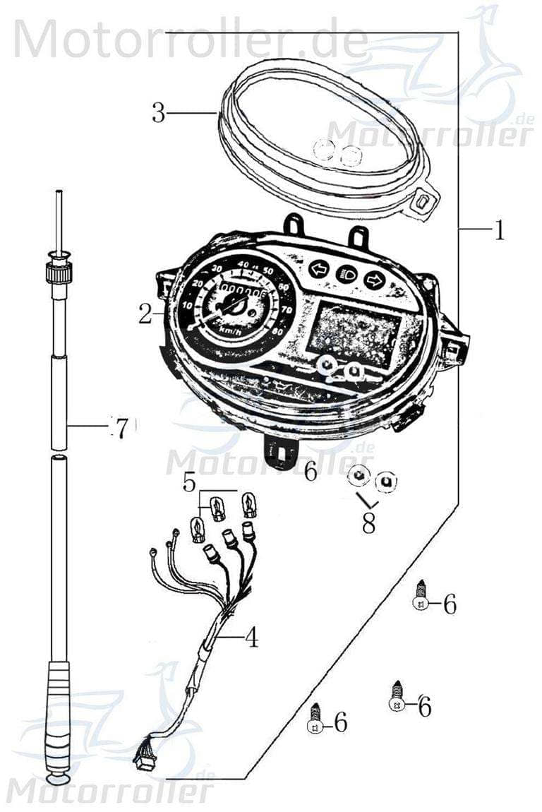 Tachoglas für Digitaltachometer Jonway Scooter 2160201-13 Motorroller.de Tachometerscheibe Tachometerabdeckung Tachoglasscheibe Tachosichtglas Moped
