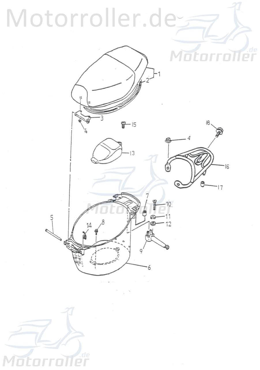 Adly Fox Plus 50 FP-50 Gepäckträger 50ccm 2Takt 81200-116-000 Motorroller.de Topcase-Halterung Kofferträger Gepäck-Träger Topcasehalterung Scooter