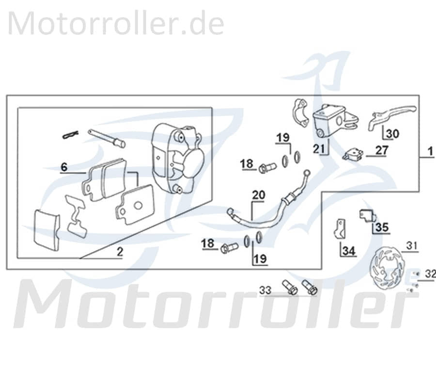 Kreidler Galactica 3.0 LC 50 DD Bremsgeberzylinder 50ccm 2Takt 741497 Motorroller.de Bremspumpe Hydraulik-Zylinder Bremsgriff-Zylinder 50ccm-2Takt