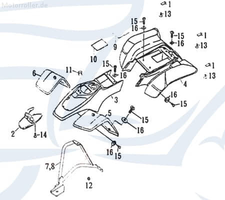 SMC Mustang 50 Frontverkleidung 50ccm 2Takt 51161-SK9-0104 Motorroller.de blau Frontschürze Frontmaske Front-Cover Lenkerverkleidung Front-Schürze ATV