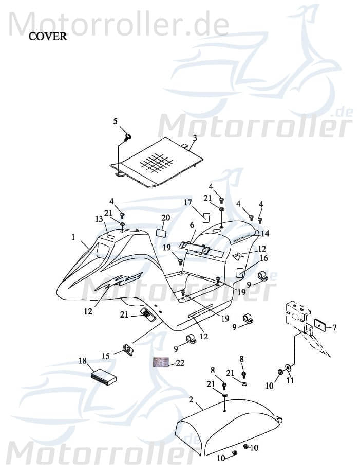 Adly Fun Cruiser FC 20 Aufkleber 50ccm elektro 87700-165-000 Motorroller.de Sticker Dekor Dekor-Aufkleber Klebeetikett Scooter Ersatzteil Service