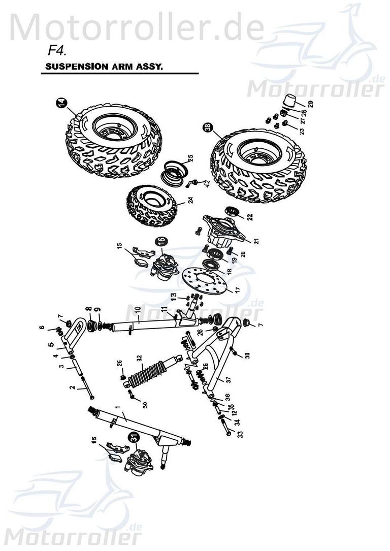 Strebe links L= 49 cm Achse 11,4 Radnabe B54211200001