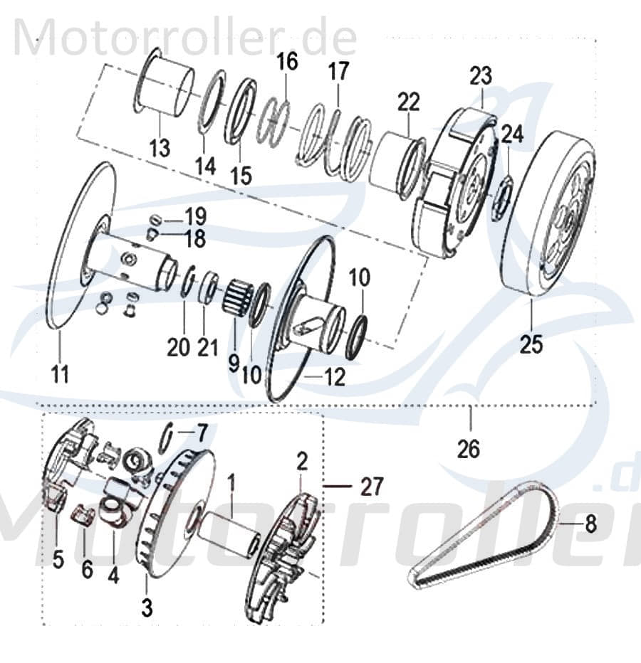 SMC Führung Keeway Outlook 125 Bewegungsführung 200413000000 Motorroller.de Gleitführung 125ccm-4Takt Scooter Kreidler Insignio 125 2.0 Moped Service