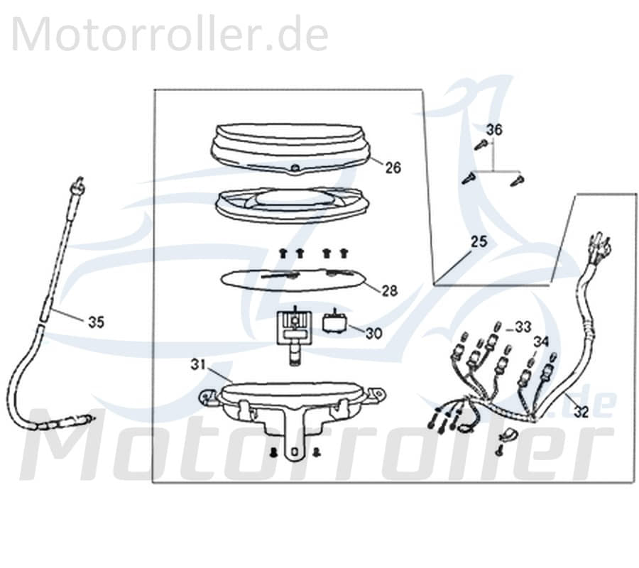 Kabelbaum Tacho Tachometer Kreidler Florett 2.0 50 City 740923 Motorroller.de Stromverteiler Kabelbaumverteiler Kabelsatz Kabel-Baum