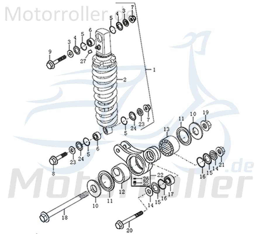 Kreidler DICE GS/SM 125 Pro Stoßdämpfer kpl. Feder schwarz 781219 Federbein Hinterradstoßdämpfer Original