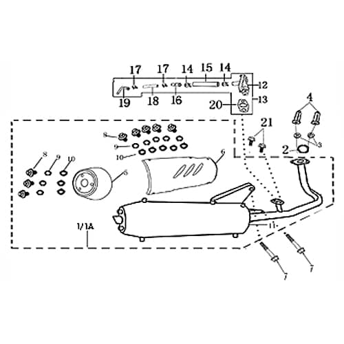 Auspuff komplett für Sekundärluftsystem 50cc 703094