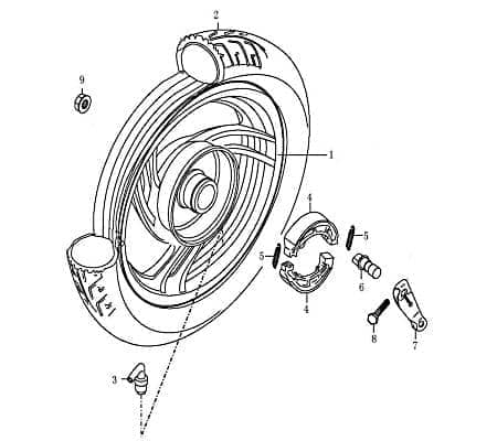 Hinterrad komplett REX RS460 Alufelge Jonway 2040402-2