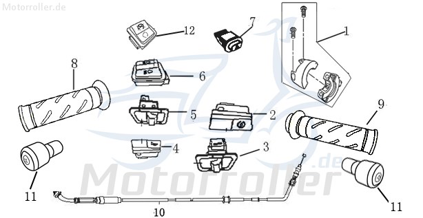 Schalter Anlasser Jonway RS 1100 Knopf Scooter 1050104-1 Motorroller.de Einschalter Starterschalter Starterknopf E-Starter