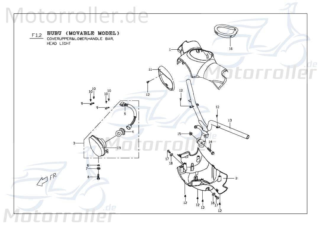 PGO Halteplatte Scheinwerfer Ligero RS 125 Metallplatte P5706010000 Motorroller.de Stahlplatte Halter Montageschiene Fixierung Halterung Montageplatte