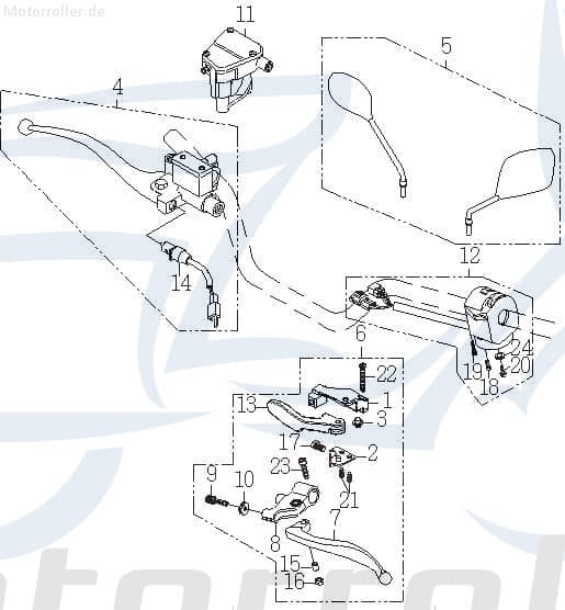 Handbremszylinder mit Hebel Explorer Bremspumpe 499ccm 4Takt Motorroller.de Hauptbremszylinder Hydraulik-Pumpe Handbremspumpe Brems-Zylinder Quad ATV