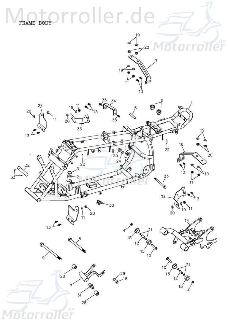 Adly Halter ATV 50 V Befestigung Halterung Quad 50ccm 2Takt Motorroller.de Haltebügel Halteblech Halte-Blech Halte-Bügel Minarelli liegend ATV 50 alle
