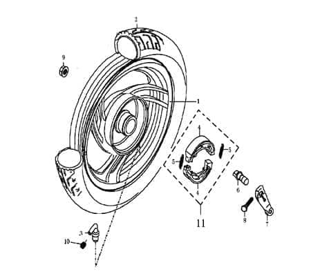 Bremsbeläge hinten d=105x25mm Trommelbremse Hr 701792