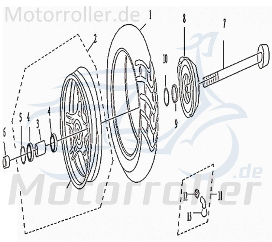 Kreidler Galactica 3.0 LC 50 DD Vorderradreifen 50ccm 2Takt 44710-ABA9-9000-A Motorroller.de 120/60-13 Frontreifen Minarelli liegend Scooter Service