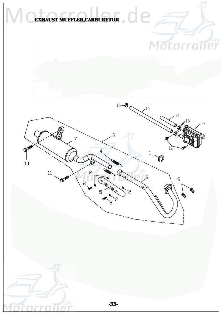 Adly Bundschraube JET 50 Maschinenschraube Roller 50ccm 2Takt Motorroller.de Flanschschraube Flansch-Schraube Maschinen-Schraube Bund-Schraube Scooter
