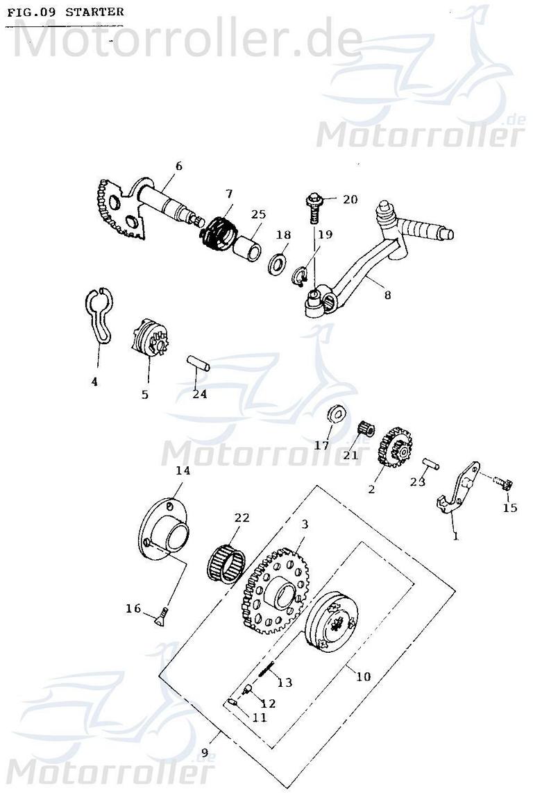 Rückzugfeder Kickstarter 50ccm Rückholfeder 1PE40-0512