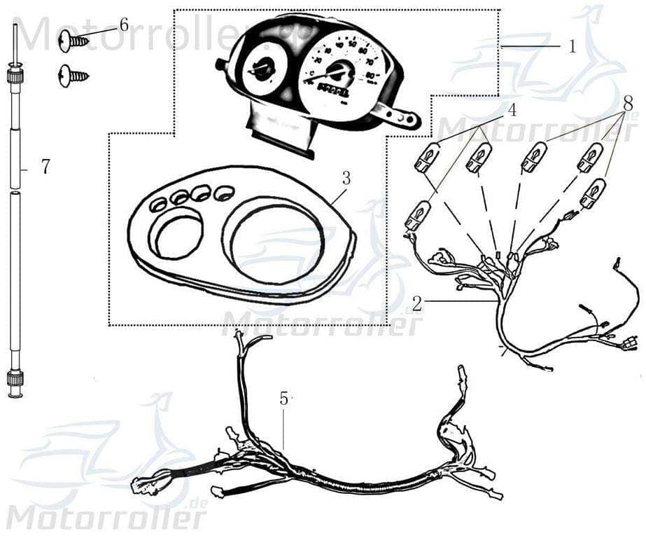 Jonway Jigger 50 Nebenkabelbaum Roller 50ccm 2Takt 701714 Motorroller.de 50ccm-2Takt Scooter Kreidler Ersatzteil Service Inpektion Direktimport