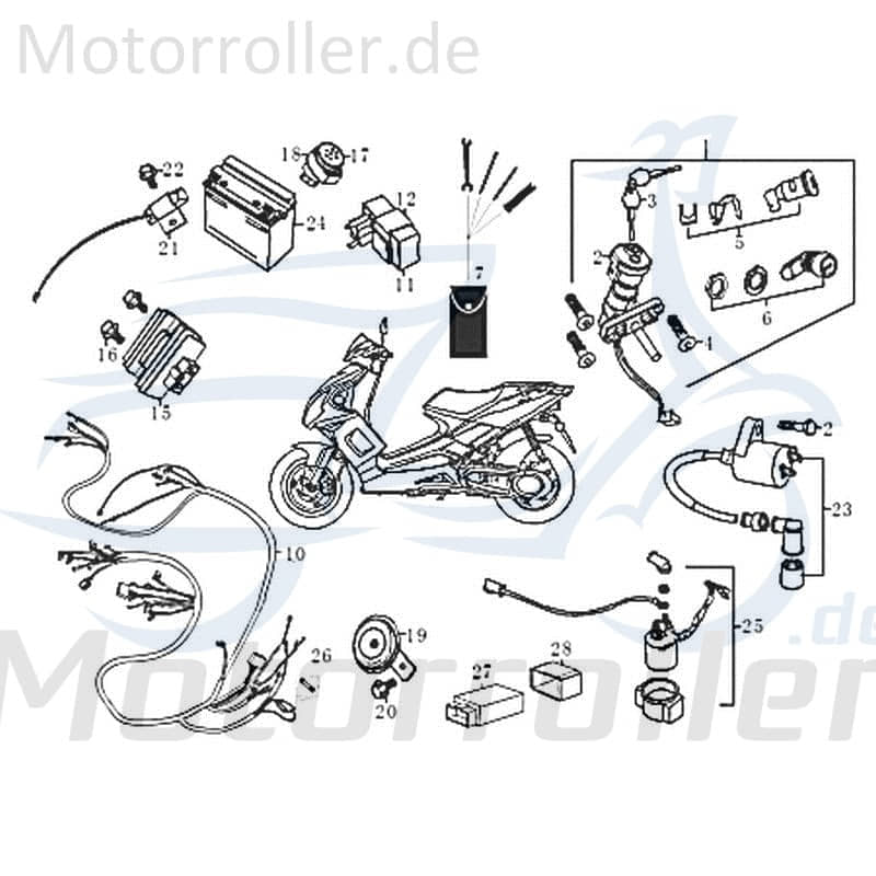 Kreidler RMC-G 50 Kabelbaum Kabelsatz 125ccm 4Takt FIG.C3-1 Motorroller.de Stromverteiler Strom-Verteiler Kabel-Set Kabelbündel Kabel-Baum Scooter