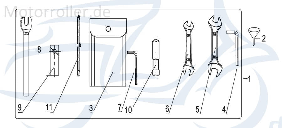 Kreidler Insignio 125 2.0 Bordwerkzeug 125ccm 4Takt 02100N100001 Motorroller.de Werkzeugset Werkzeugtasche Werkzeugbox Pannenwerkzeug Servicewerkzeug