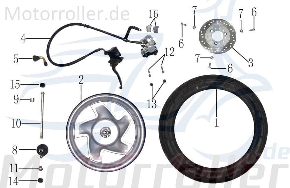 Bremsscheibe Scheibenbremse Vorderbremse 125ccm 4Takt TB6A-040000001 Motorroller.de Scheiben-Bremse Bremsplatte Brems-Scheibe Scooter