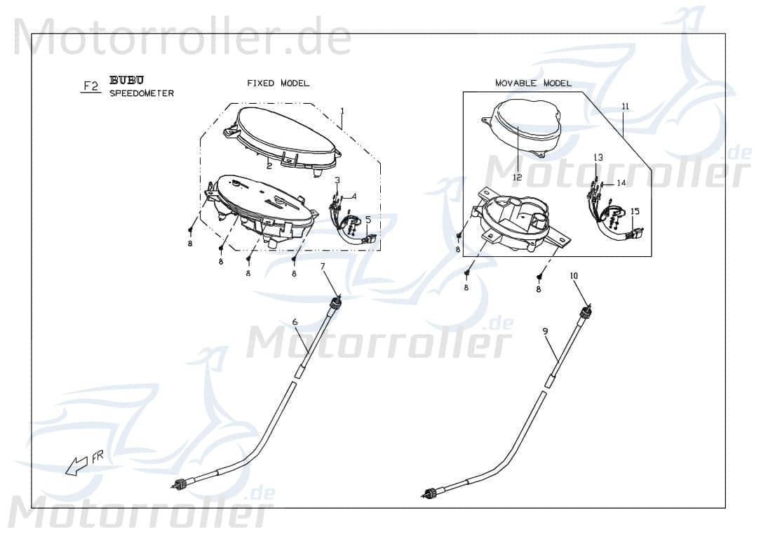 PGO Tachometer Ligero RS 125 Geschwindigkeitsmesser Roller P65610000002 Motorroller.de Geschwindigkeitsanzeige Speedometer kmh-Anzeige Tachoeinheit