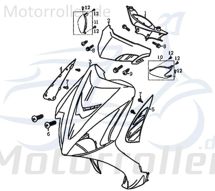 Kreidler Florett RMC 50F Frontverkleidung 50ccm 2Takt FIG 26-3-1 Motorroller.de silber Frontschürze Frontmaske Front-Cover Lenkerverkleidung Motorrad