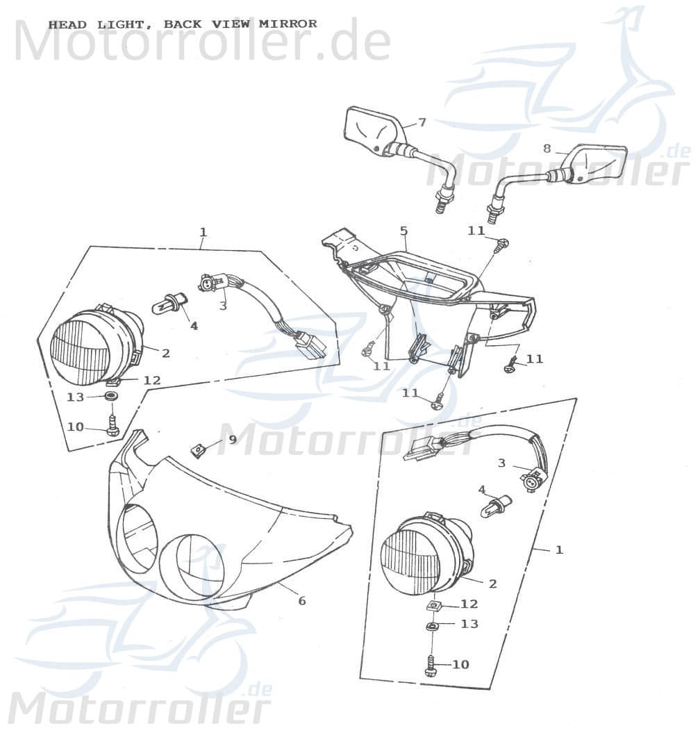 Adly Scheinwerferverkleidung grün Scoody 50 2 50ccm 2Takt Motorroller.de Scheinwerfer-Verkleidung Lenker-Verkleidung Scheinwerferabdeckung 50ccm-2Takt