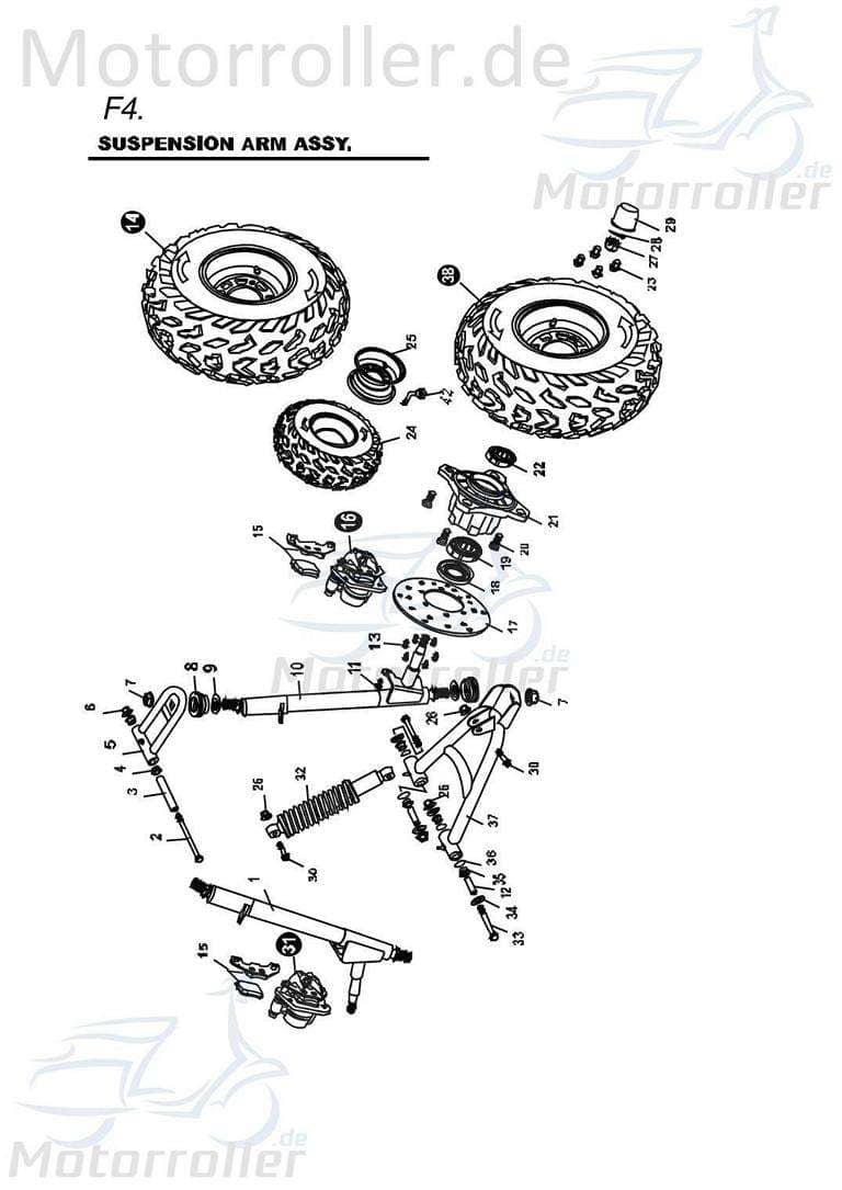 Tongjian Querlenker unten Straßenbuggy 150 250 Radaufhängung Trapezlenker 4.000.023 Motorroller.de Achsaufhängung Kasea Eppella ECM Buggy