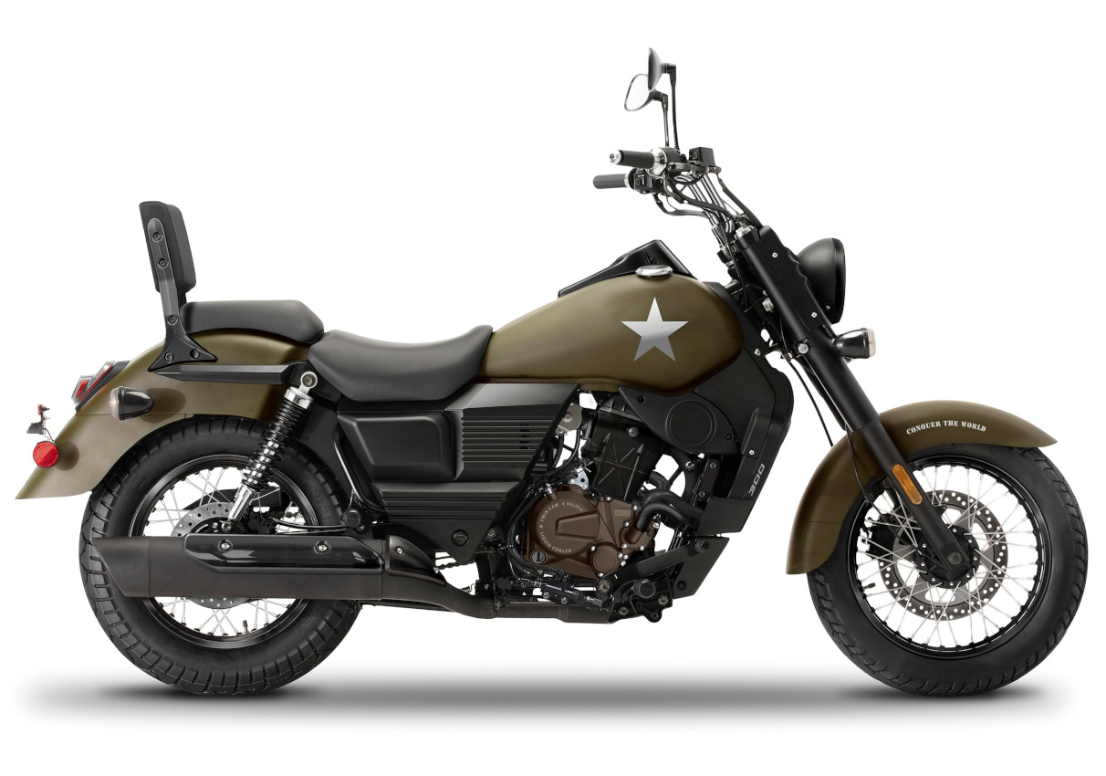 Motorrad Fighter 300 UMC-RS grün Euro 5 300ccm Schaltmoped Chopper 129 km/h