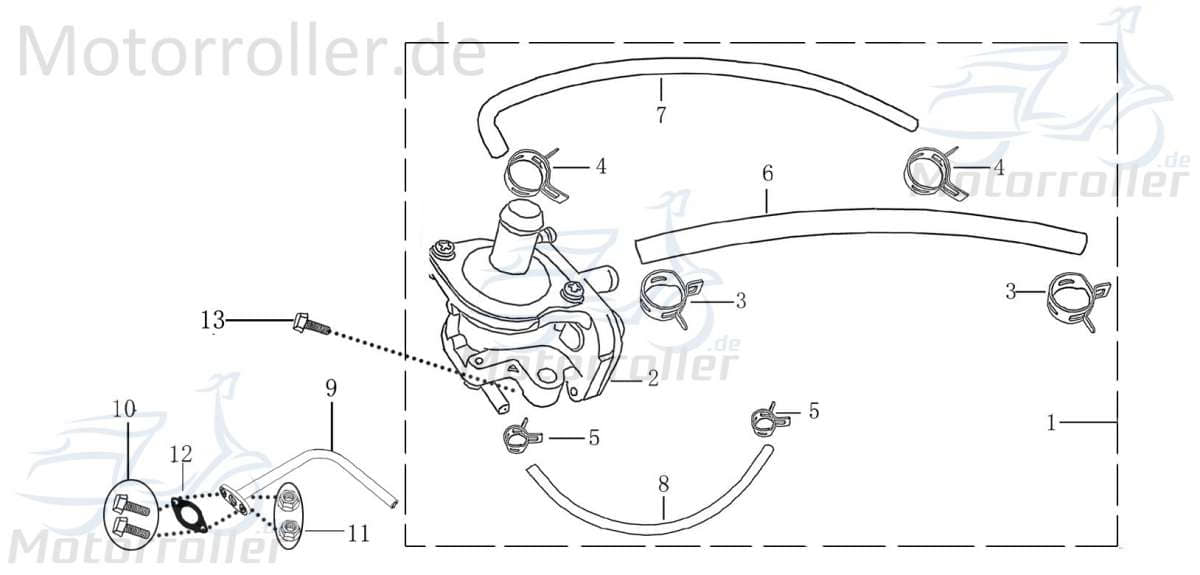 SLS komplett Schlauch zum Auspuff 2Takt 50ccm 1210001-1-F