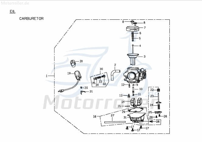 PGO G-Max Kaltstarter 50ccm-2Takt Choke Kaltstartautomatik 125ccm 2Takt 40001260000 Motorroller.de Kaltstartventil Kaltstarteinrichtung Kolbenstarter