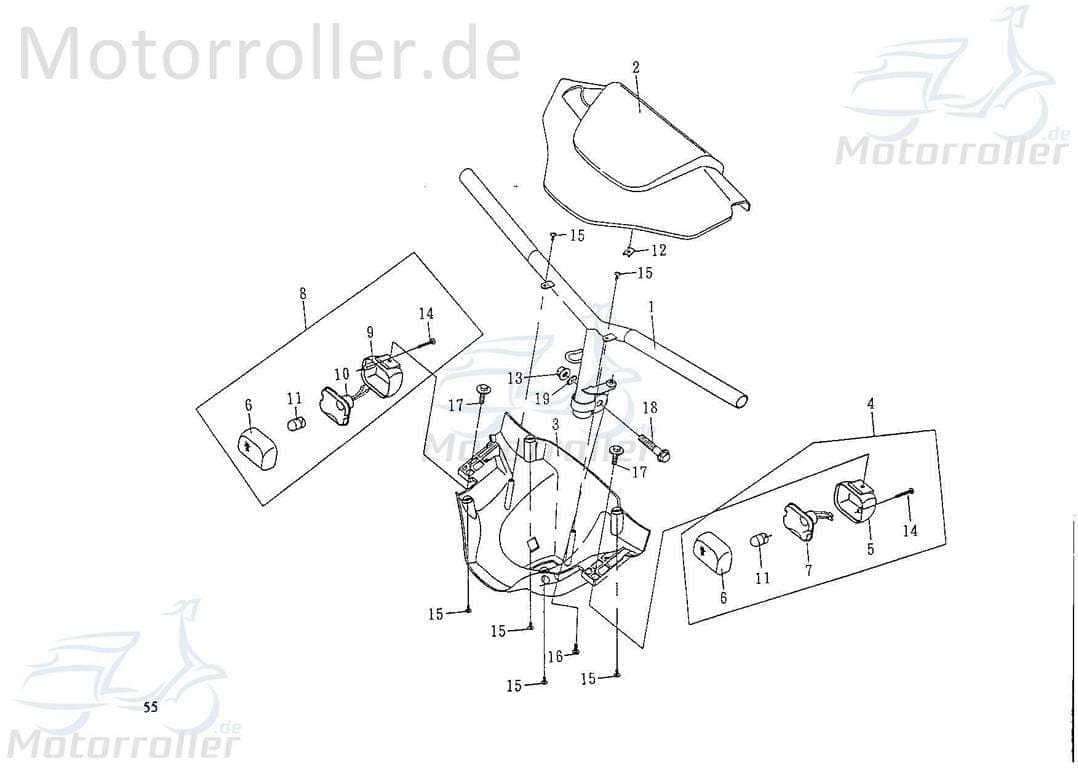 SMC Extra 50 Off Road Lenker Lenkung 50ccm 2Takt 46110-PAF-00 Motorroller.de Lenkstange Lenkwelle Lenk-Stange Zweiradlenker Rollerlenker Mokick