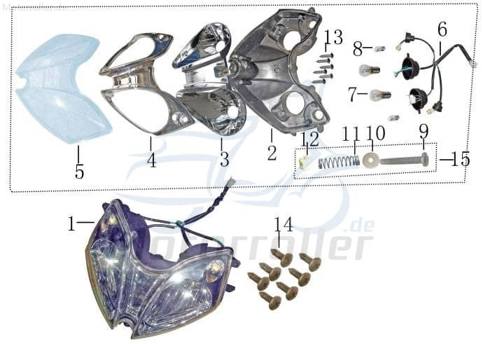 Rex RS460 Glühbirne 35/35W 12V Scheinwerferbirne Bilux Motorroller.de Frontscheinwerfer-Birne 50ccm 4Takt 139QMB JSD50QT-13 50cc 4T 139QMA