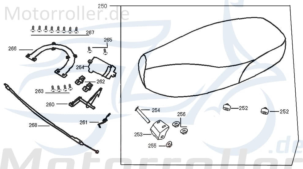 Kreidler Flory Classic 50 Abdeckung Sitzbankverschluss 50ccm 4Takt 77237-ALA6-9000 Motorroller.de Kappe Deckel Schutz Verkleidung Platte Cover Blende
