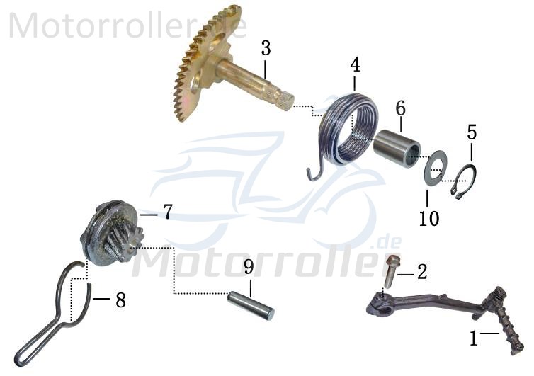Aeon Minikolt 50 Kickstarterfeder 50ccm 2Takt YYGY0500-1003 Motorroller.de Rückholfeder Torsionsfeder Spannfeder Federklammer Haltefeder Rückzugfeder