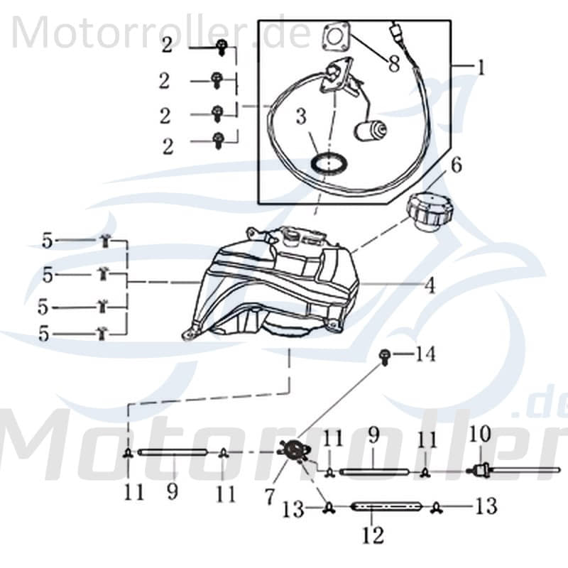 Kreidler Martinique 125 DD Kraftstofftank Benzintank 702614 Motorroller.de Kraftstoffbehälter Benzinbehälter Spritbehälter Scooter Ersatzteil Service