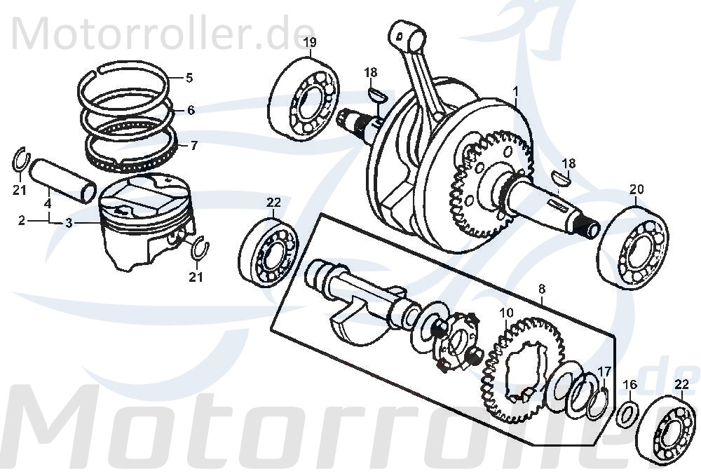 Kolbenbolzen Daelim Otello 125 Piston-Pins 125ccm 4Takt Motorroller.de Kolben-Bolzen Pleuelbolzen Pleuel-Bolzen Pistonpin Pistonpins Kolben-Pin 152QMI