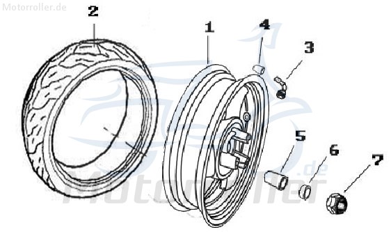 Felge vorn rot 13x3.50 Rad Jonway 1040202-2(19)