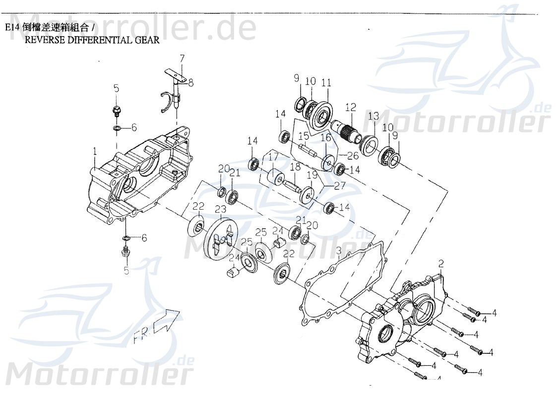 PGO Zahnrad Mittleres TR3 50 Kettenrad Steuerrad 50ccm 2Takt Motorroller.de Ritzel Ketten-Rad Zwischenrad Steuer-Rad Zahn-Rad Getrieberad Scooter