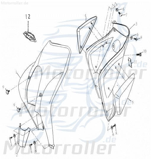 Adly Panther 50 Frontverkleidung 50ccm 2Takt 64301-159-000 Motorroller.de silber Frontschürze Frontmaske Front-Cover Lenkerverkleidung Front-Schürze
