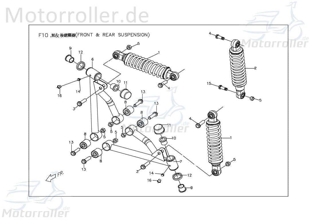 PGO Querlenker vorn rechts schwarz X-Rider 90 Radaufhängung X048A211600 Motorroller.de Achsaufhängung Trapezlenker Quer-Lenker Trapez-Lenker Quad ATV